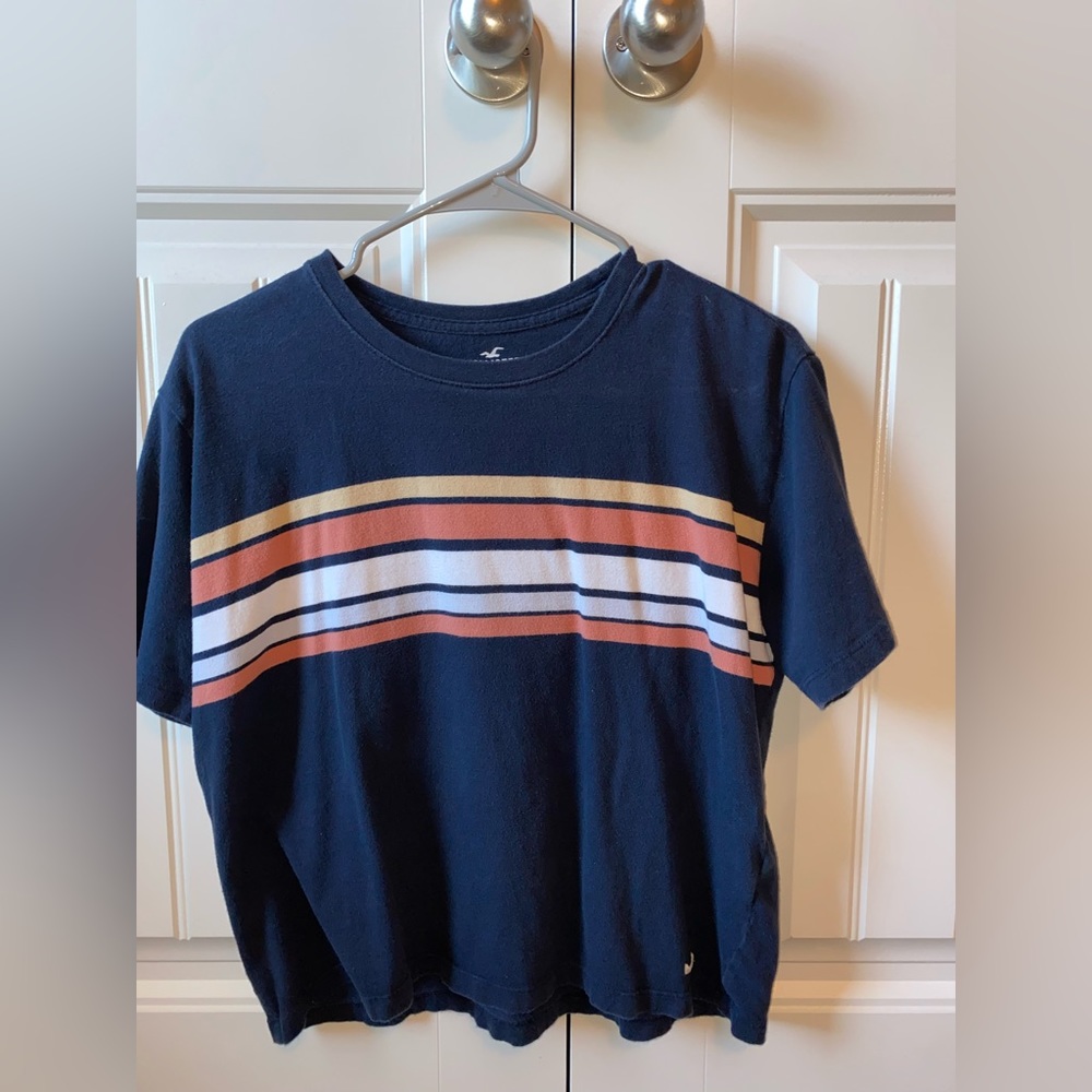 Blue Hollister Cropped Short Sleeve Tee
